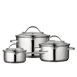 Funktion Pot set with lid 6 pieces 18/8 steel
